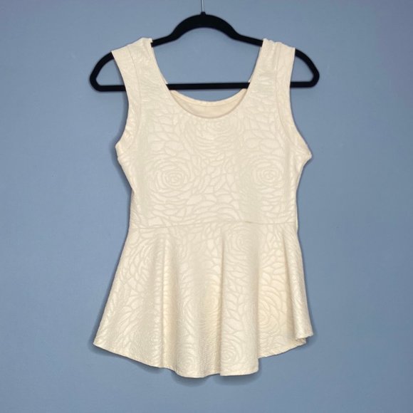 Beige Polyester Peplum Top - Picture 2 of 4